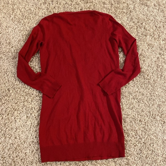 Theory bright Red cotton/Cashmere Blend Button up V neck front Cardigan size SP - Picture 4 of 5